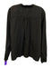 Closed Size L Black Cotton Long Balloon Sleeve V Neck Top Black / L