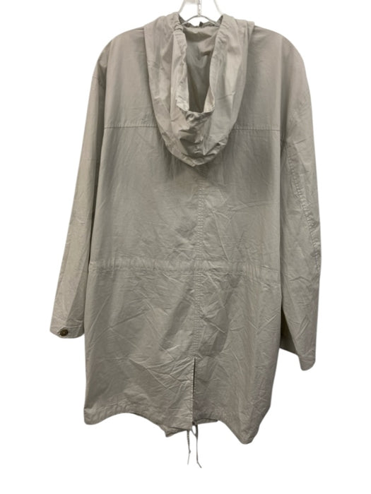Equipment Femme Size M Cream Gray Cotton Zip Front Pocketed Hooded Coat Cream Gray / M