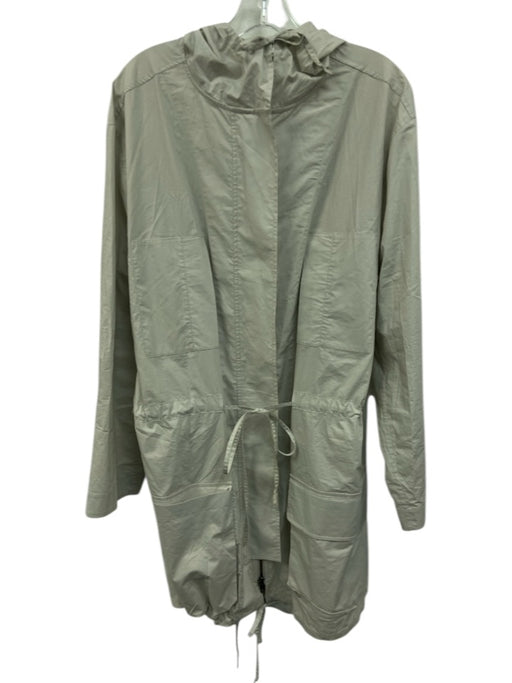 Equipment Femme Size M Cream Gray Cotton Zip Front Pocketed Hooded Coat Cream Gray / M