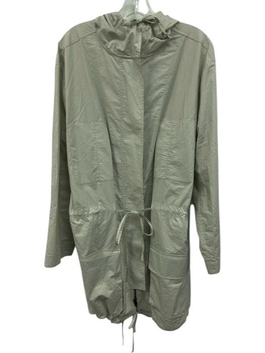 Equipment Femme Size M Cream Gray Cotton Zip Front Pocketed Hooded Coat Cream Gray / M