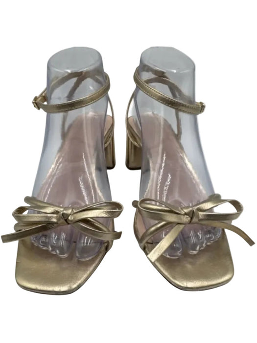 Loeffler Randall Shoe Size 9.5 Gold Leather Upper Metallic Bow Sandals Gold / 9.5