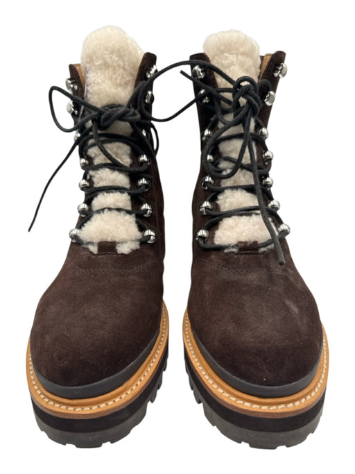 Marc Fisher Shoe Size 9.5 Dark Brown Leather Upper Suede Shearling Detail Boots Dark Brown / 9.5