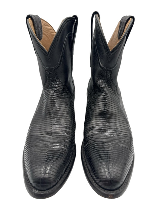 Tecovas Shoe Size 8.5 Black Leather Upper Lizard Embossed Pull Tab Western Boots Black / 8.5