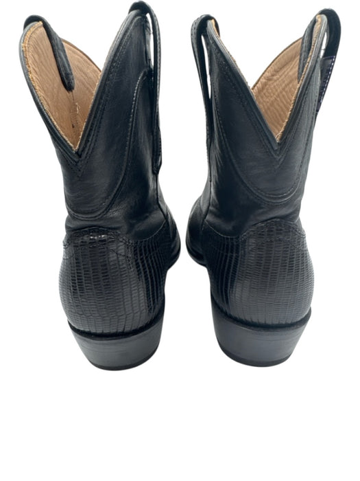 Tecovas Shoe Size 8.5 Black Leather Upper Lizard Embossed Pull Tab Western Boots Black / 8.5