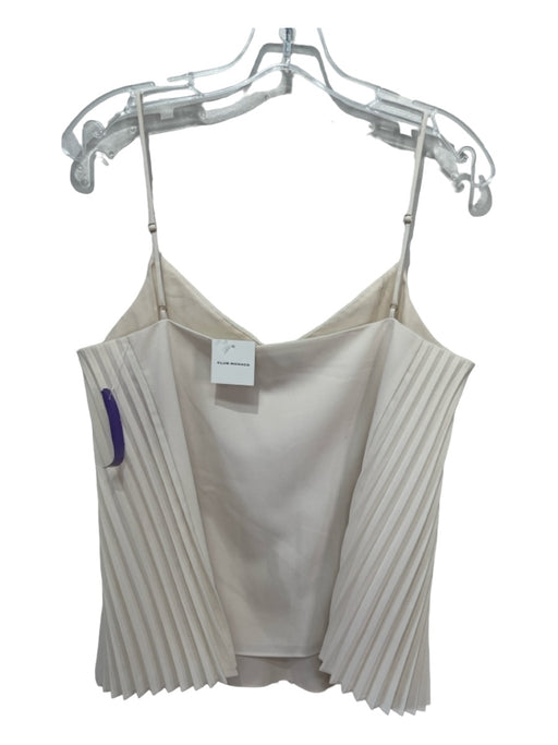 Club Monaco Size L Cream White Polyester Pleated Sleeveless Round Neck Top Cream White / L