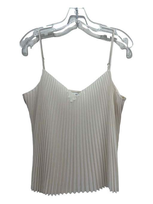 Club Monaco Size L Cream White Polyester Pleated Sleeveless Round Neck Top Cream White / L