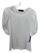 Pomander Place Size L White Cotton Round Neck Short Puff Sleeve Twist Detail Top White / L