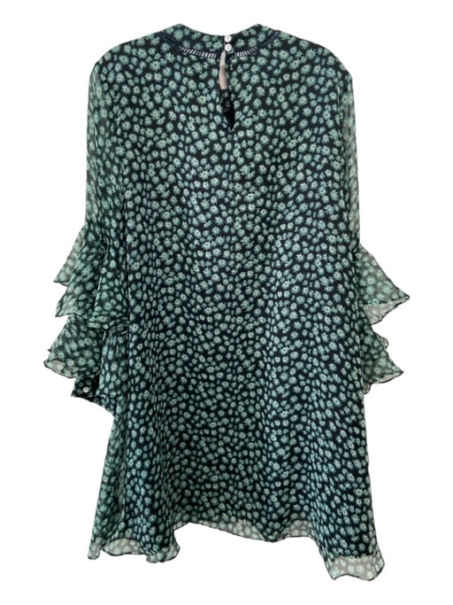 RANNA GILL Size L Green & Black Polyester Floral Embellished Knee length Dress Green & Black / L