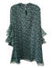 RANNA GILL Size L Green & Black Polyester Floral Embellished Knee length Dress Green & Black / L