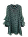 RANNA GILL Size L Green & Black Polyester Floral Embellished Knee length Dress Green & Black / L