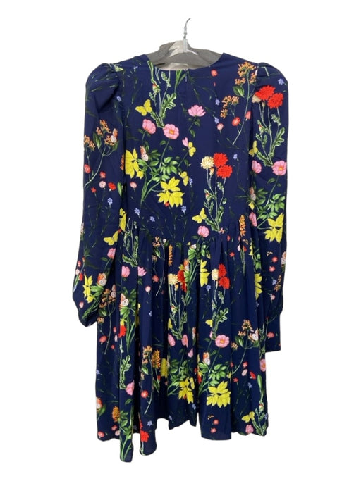 Pomander Place Size L Navy & Multi Polyester Floral Long Sleeve Round Neck Dress Navy & Multi / L