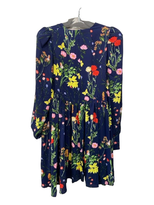 Pomander Place Size L Navy & Multi Polyester Floral Long Sleeve Round Neck Dress Navy & Multi / L