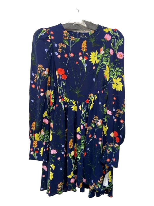 Pomander Place Size L Navy & Multi Polyester Floral Long Sleeve Round Neck Dress Navy & Multi / L