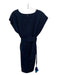 Marie Oliver Size M Navy Cotton V Neck Sleeveless Textured Sash Inc Dress Navy / M