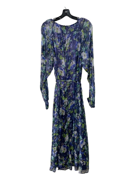 Essentiel Antwerp Size 42 Blue Green White Viscose Blend Floral Semi Sheer Dress Blue Green White / 42