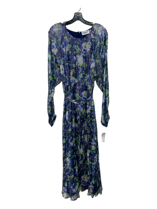 Essentiel Antwerp Size 42 Blue Green White Viscose Blend Floral Semi Sheer Dress Blue Green White / 42