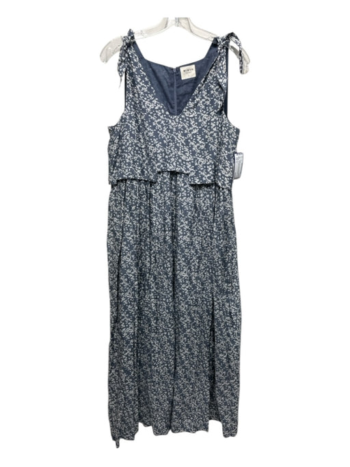 Mirth Size L Blue & White Cotton All Over Print Sleeveless Back Zip Dress Blue & White / L
