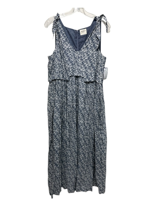 Mirth Size L Blue & White Cotton All Over Print Sleeveless Back Zip Dress Blue & White / L