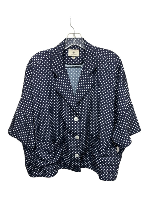 Tuckernuck Size L Blue & White Polyester Polka Dots Button Up Midi Skirt Set Blue & White / L