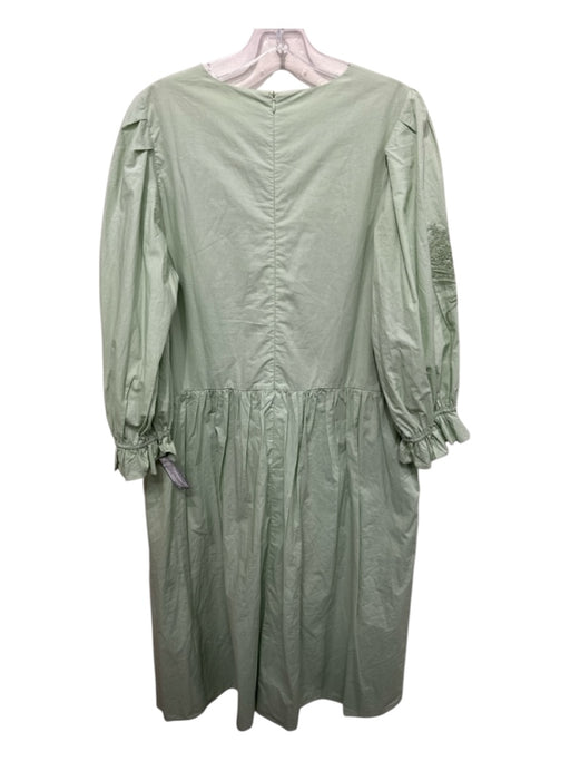 Meadows Size 12 Green Cotton embroidered floral Long Sleeve Back Zip Dress Green / 12