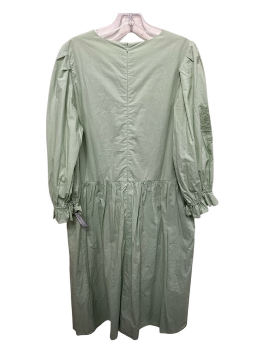 Meadows Size 12 Green Cotton embroidered floral Long Sleeve Back Zip Dress Green / 12