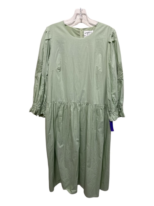 Meadows Size 12 Green Cotton embroidered floral Long Sleeve Back Zip Dress Green / 12