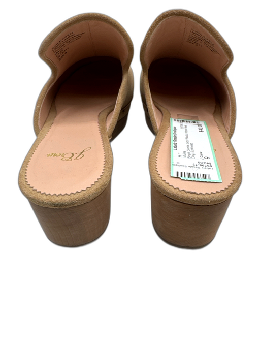 J Crew Shoe Size 9 Beige Suede Gold Studs Wood Heel Clog Mules Beige / 9