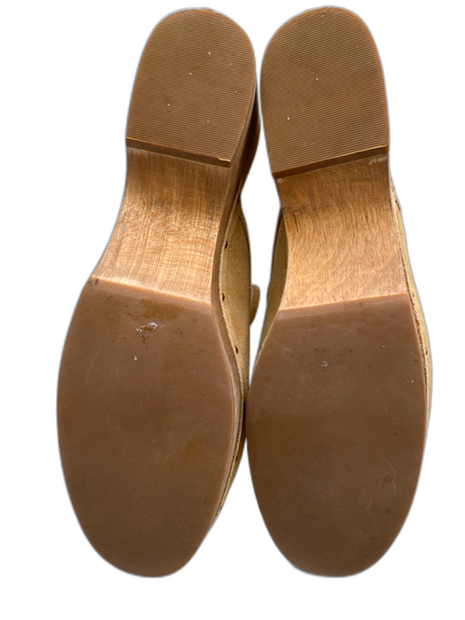 J Crew Shoe Size 9 Beige Suede Gold Studs Wood Heel Clog Mules Beige / 9