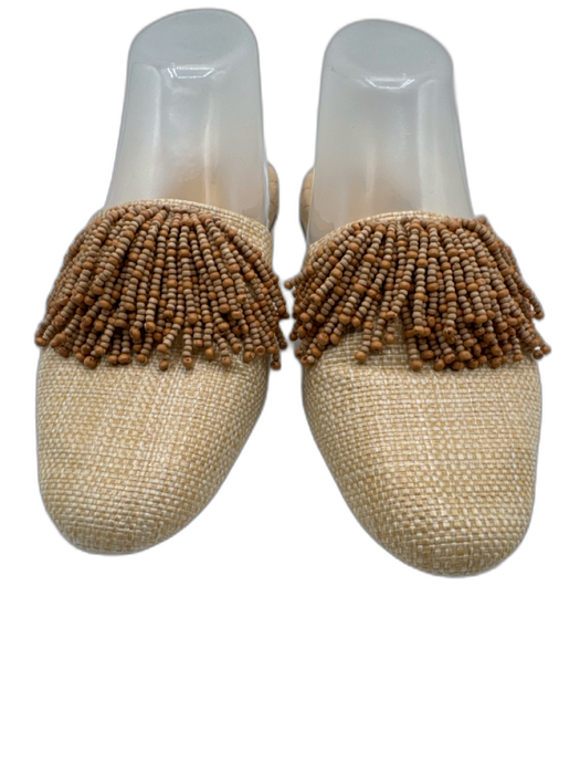 Birdies Shoe Size 9 Beige Manmade Material Imitation Raffia Beads Flat Mules Beige / 9