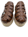 Schutz Shoe Size 9.5 Brown & Beige Leather Espadrille Blanket Stitch Mules Brown & Beige / 9.5