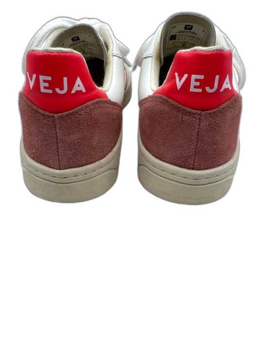 Veja Shoe Size 8 White, Pink, Beige Leather & Suede Perforated Lace Up Sneakers White, Pink, Beige / 8