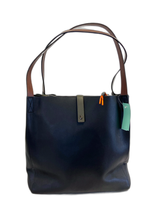 Rag & Bone Black & Brown Leather Open Top Compartments Tote Shoulder Bag Black & Brown / M/L