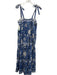 Madison Mathews Size XL Blue & White Cotton Sleeveless Floral Print Midi Dress Blue & White / XL
