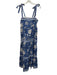 Madison Mathews Size XL Blue & White Cotton Sleeveless Floral Print Midi Dress Blue & White / XL