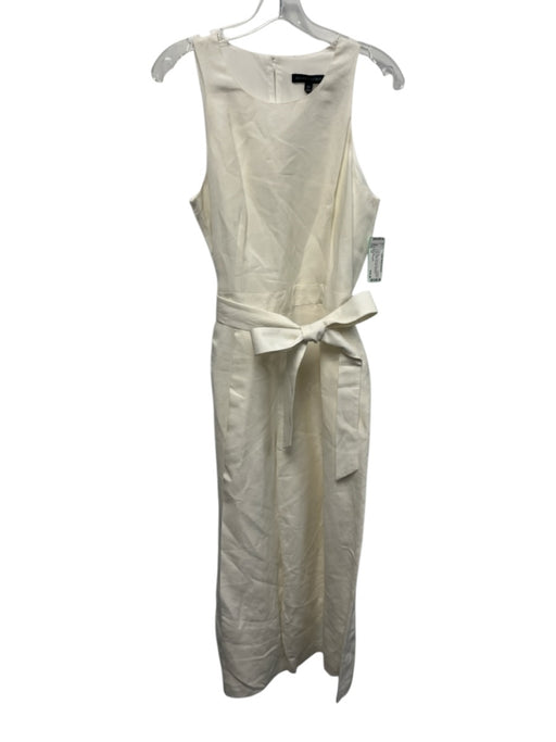 Banana Republic Size 10 Cream White Rayon & Linen Sleeveless Pleated Jumpsuit Cream White / 10