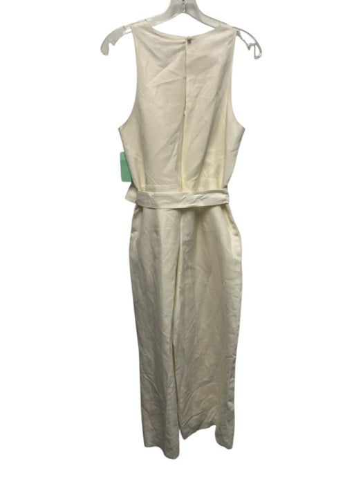 Banana Republic Size 10 Cream White Rayon & Linen Sleeveless Pleated Jumpsuit Cream White / 10
