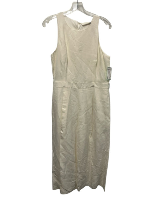 Banana Republic Size 10 Cream White Rayon & Linen Sleeveless Pleated Jumpsuit Cream White / 10