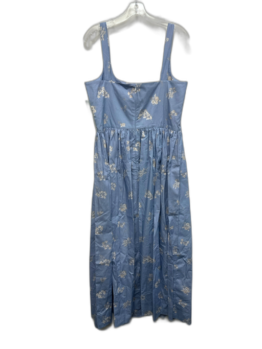 Coco Shop Size XL Blue & White Cotton Sleeveless Floral Print Square Neck Dress Blue & White / XL