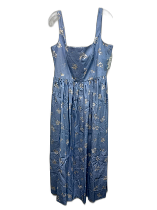 Coco Shop Size XL Blue & White Cotton Sleeveless Floral Print Square Neck Dress Blue & White / XL