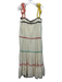 Carolina K Size L Cream & Multi Cotton Sleeveless Embroidered Tiered Midi Dress Cream & Multi / L