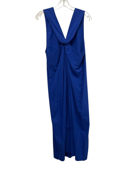 COS Size 10 Dark Blue Cotton Sleeveless V Neck Midi Dress Dark Blue / 10