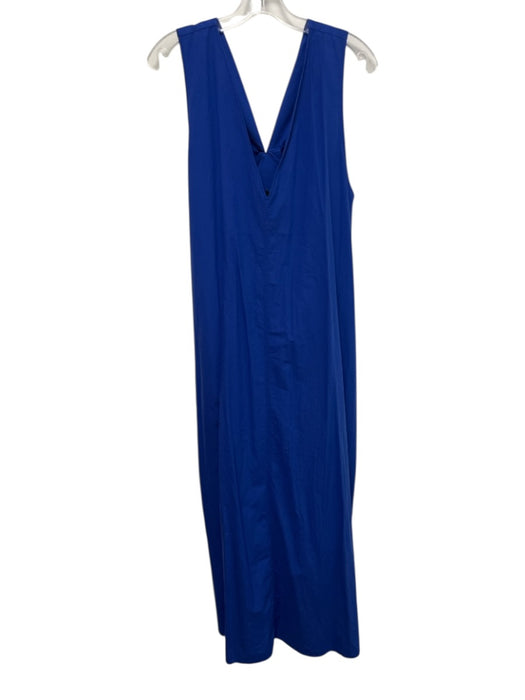 COS Size 10 Dark Blue Cotton Sleeveless V Neck Midi Dress Dark Blue / 10
