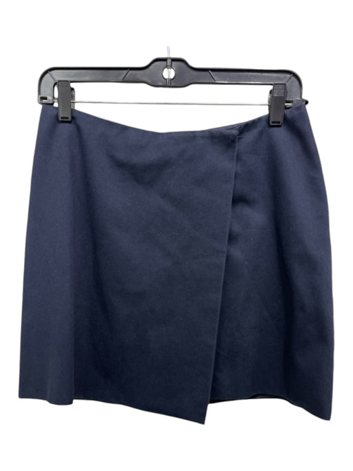 Prada Size 40 Navy Cotton Snap & Button Close Wrap Mini Skirt Navy / 40