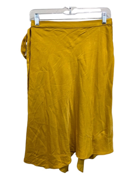 Anthropologie Size Small Mustard Yellow Viscose Button Close Wrap Skirt Mustard Yellow / Small