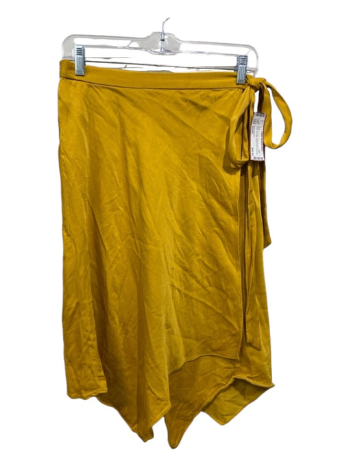 Anthropologie Size Small Mustard Yellow Viscose Button Close Wrap Skirt Mustard Yellow / Small