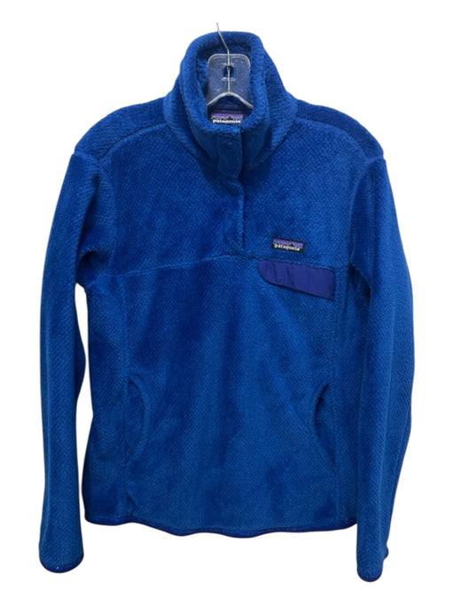 Patagonia Size M Blue Polyester Quarter Button Long Sleeve Sweater Blue / M