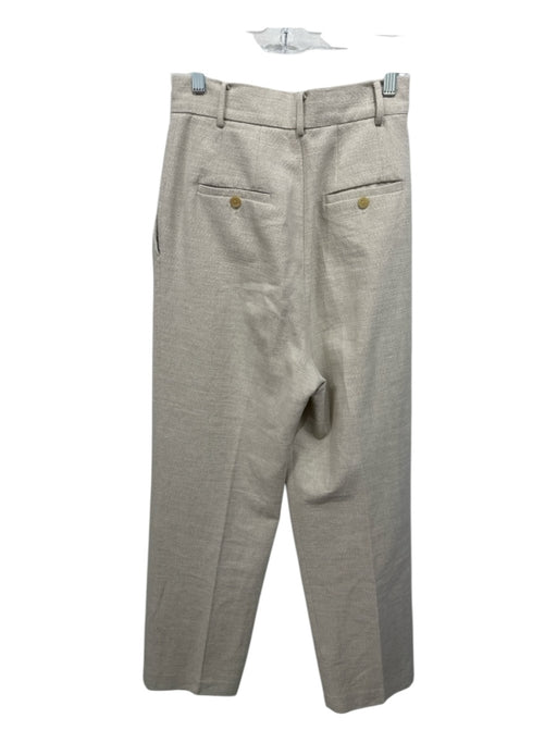 Frankie Shop Size S Beige Linen & Cotton Zip Fly Pockets Straight Leg Pants Beige / S