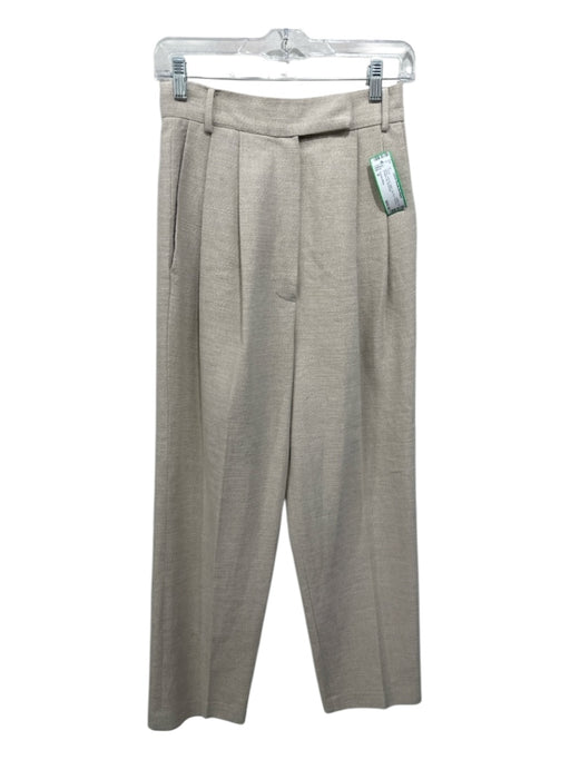 Frankie Shop Size S Beige Linen & Cotton Zip Fly Pockets Straight Leg Pants Beige / S