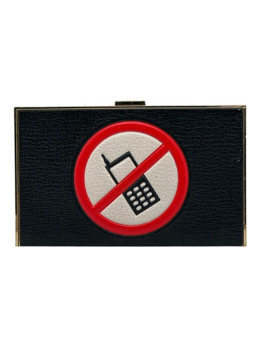 Anya Hindmarch Black, Gold, Multi Leather & Metal Graphic Gold Tone Hardware Bag Black, Gold, Multi / S