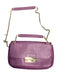 Furla Eggplant Saffiano Leather Gold hardware Flap Double chain Bag Eggplant / Small